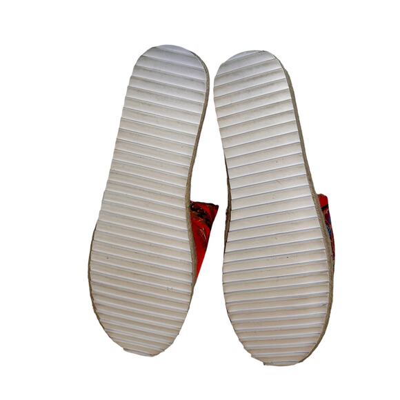 Miss Selfridge Espadrille Sliders in Floral Jacquard Size 7 / 40 Oriental Red - Picture 9 of 13